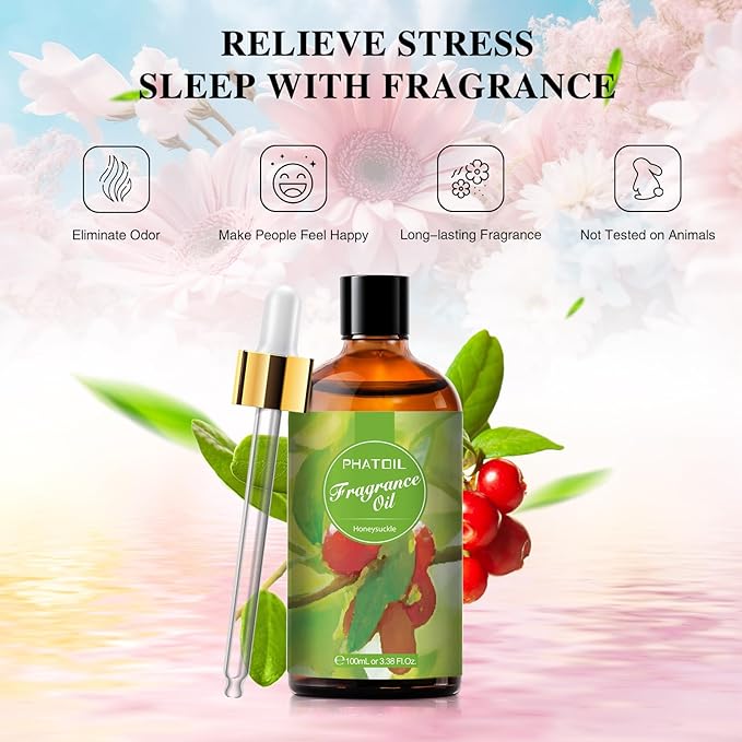 3.38FL.OZ Honeysuckle Fragrance Oils for Aromatherapy, Essential Oils for Diffusers for Home, Perfect for Diffuser, DIY Candle and Soap Making, DIY Scented Products - 100ml