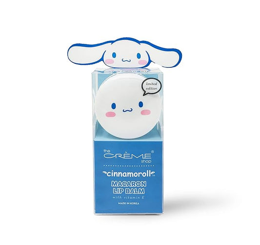 The Crème Shop x Cinnamorol Macaron Lip Balm, Korean Lip Balm with Shea Butter and Vitamin E - Cinnamon Roll