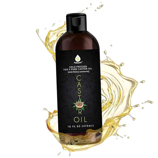 Pursonic Castor Oil (16oz) Cold-Pressed, 100% Pure, Hexane-Free Castor Oil-Moisturizing & Healing, For Dry Skin, Hair Growth - For Skin, Hair Care, Eyelashes