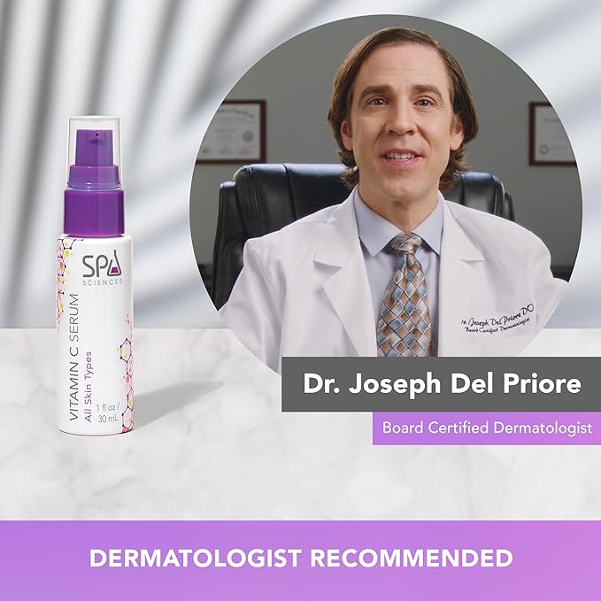 Spa Sciences - Vitamin C Serum - Made in the USA - Brightening Formula - With Minerals and Fruit Extracts - Support and Brighten - Vegan - For All Skin Types - 1.1oz