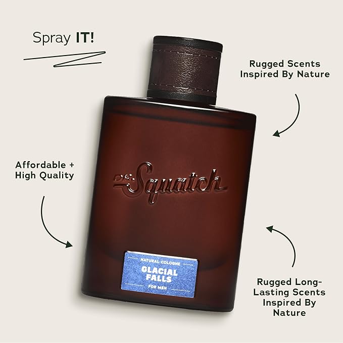 Dr. Squatch Natural Cologne for Men - Scent-Lock Technology and Sustainably-Sourced Ingredients - Glacial Falls Cologne (1.7 fl oz)