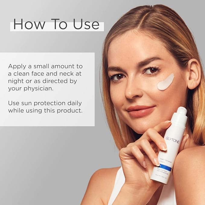 Glytone Night Renewal Cream with 5.5 Free Acid Value Glycolic Acid & Retinaldehyde, Improves Skin Elasticity, Reduce Appearance of Fine Lines & Wrinkles, 1.7 oz.
