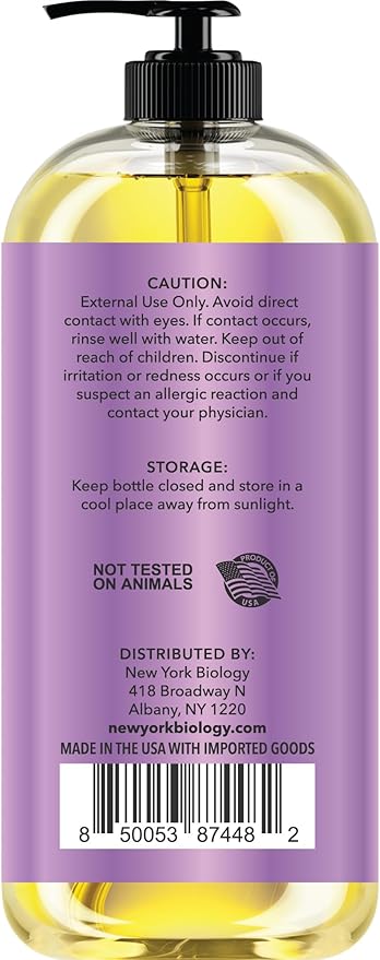 New York Biology Sore Muscle Massage Oil 8 Fl Oz – Made with 100% Natural Oils – Soothing Body Massage Oil - Absorbs Easily