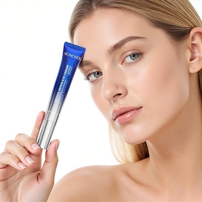 MOMOHOO Retinol Caffeine Under Eye Cream – Anti-Aging Eye Cream with Soluble Collagen for Puffiness, Wrinkles, and Under-Eye Bags, Hydrating & Soothing Formula for Women (0.68 fl. oz)