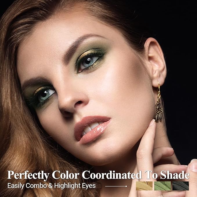 3PCS Cream Eyeshadow Stick,Pro Longwear Eye Shadow Sticks Pencil Crayon Makeup Sets-Golden Forest