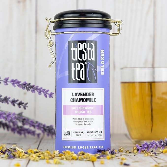Tiesta Tea - Lavender Chamomile Herbal Tea | Loose Leaf | Calming Blend with Chamomile | Lavender | Lemongrass | Caffeine-Free Herbal | Great for Hot or Iced Brews | Refillable Tin | 50 Cups | 2 Ounce