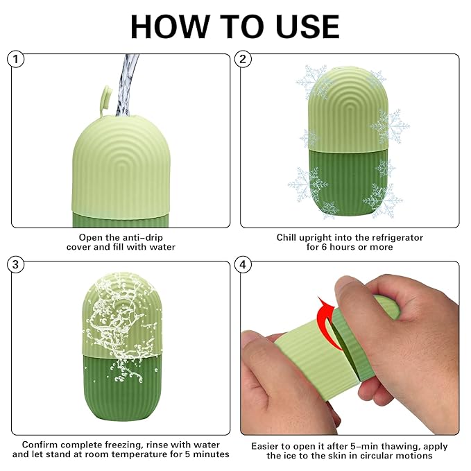 Ice Face Roller, Ice Roller for Face and Eye,Gifts for Mom,Face Roller Skin Care,Naturally Tone and Tighten,Silicone Facial Massage Ice Mold,Reusable Face Massage,Ice Mold for Face Beauty (Green)