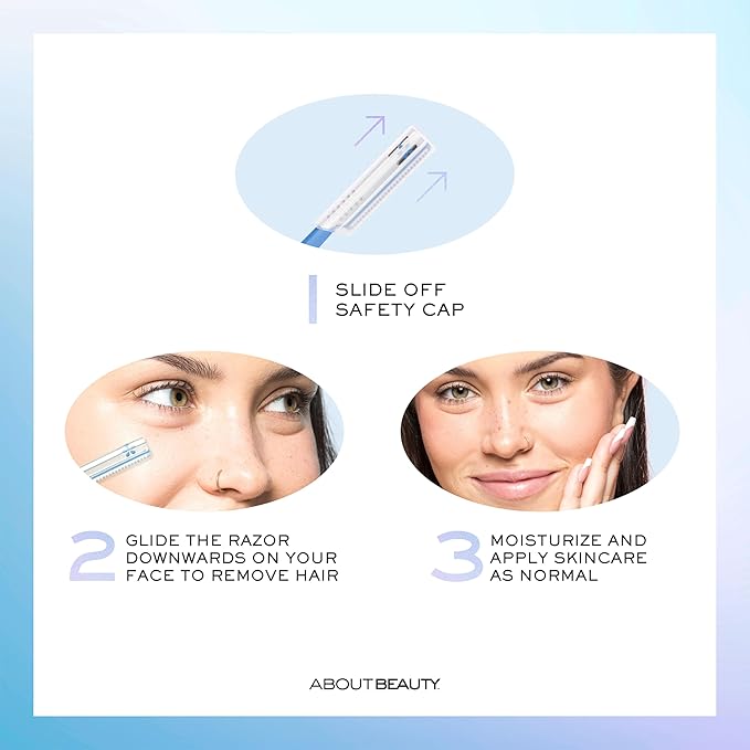 About Face Pro-Premium Facial Razors - 3 Beauty Groomers for Hair Removal, Ideal for Shaving, Exfoliating, Dermaplaning and Brow Shaping, Japanese Stainless Steel Gently Removes Facial Hair