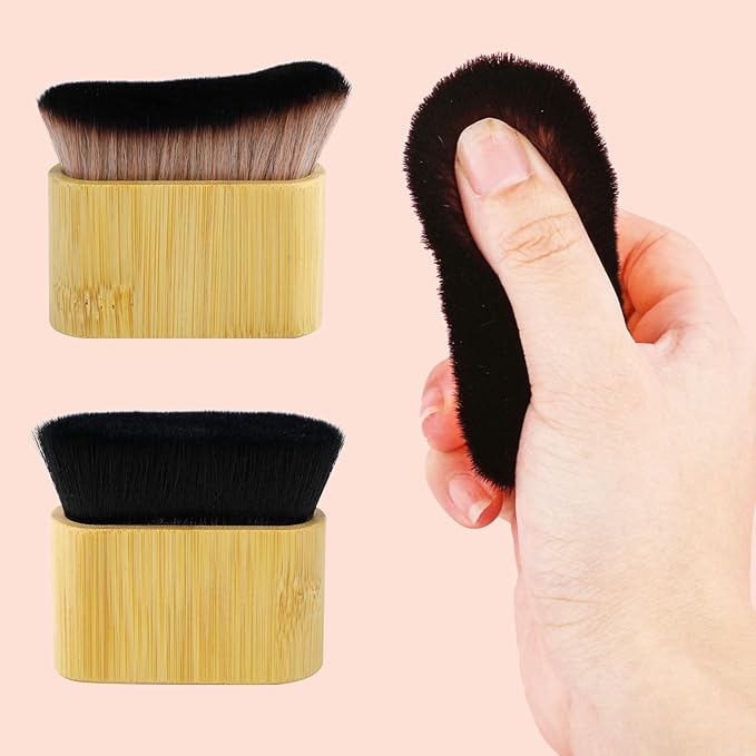 2pcs Self Tanner Brush, Sunscreen Tanning Brush for Self Tan Flat & Curved Head Brush for Body Instant Makeup Buffing Brush, Foundation Brush Applicator for Blending Liquid Foundation Body Face