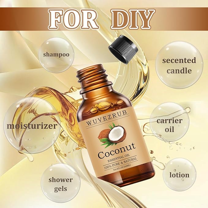 Coconut Essential Oils 240ML, Pure Coconut Essential Oil for Aromatherapy Diffuser - 8 Fl Oz