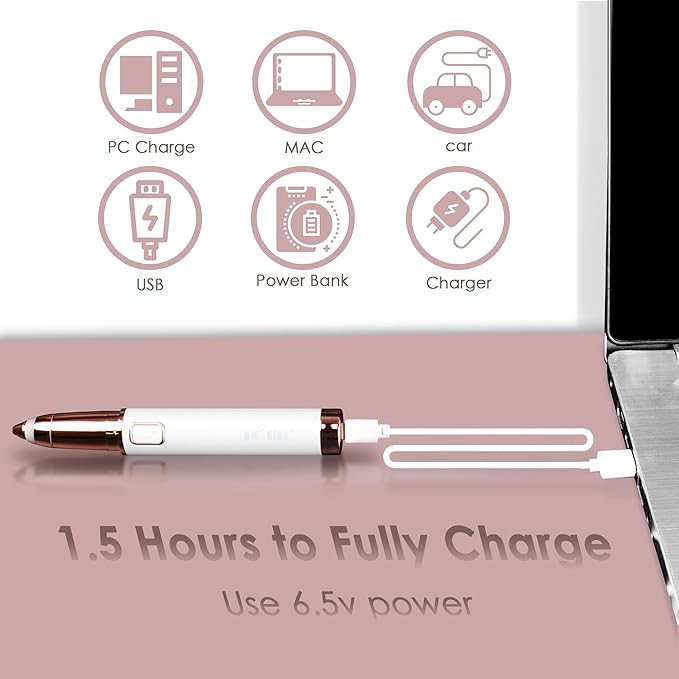 gurelax Eyebrow Trimmer for Women,Electric Eyebrow Hair Remover, Painless Brow Razor Shaper with LED Light, USB Rechargeable, Eye Brow and Face Epilator for Ladies(White)