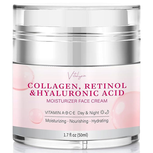 Face Moisturizer for Women Anti Aging: Wrinkle Cream with Retinol Collagen and Hyaluronic Acid for Mature and Aging Skin – Facial Moisturizer for Older Women Over 50 and 60 1.7 fl. oz.
