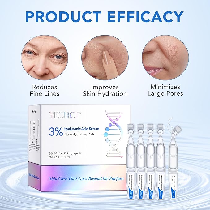 Ultra Hyaluronic Acid Serum For Face - 3% Hyaluronic Acid Tubes 30 Vials, Intensive Moisturizing, Skin Tightening, Skin Barrier Repair, Anti Aging(pack of 2)