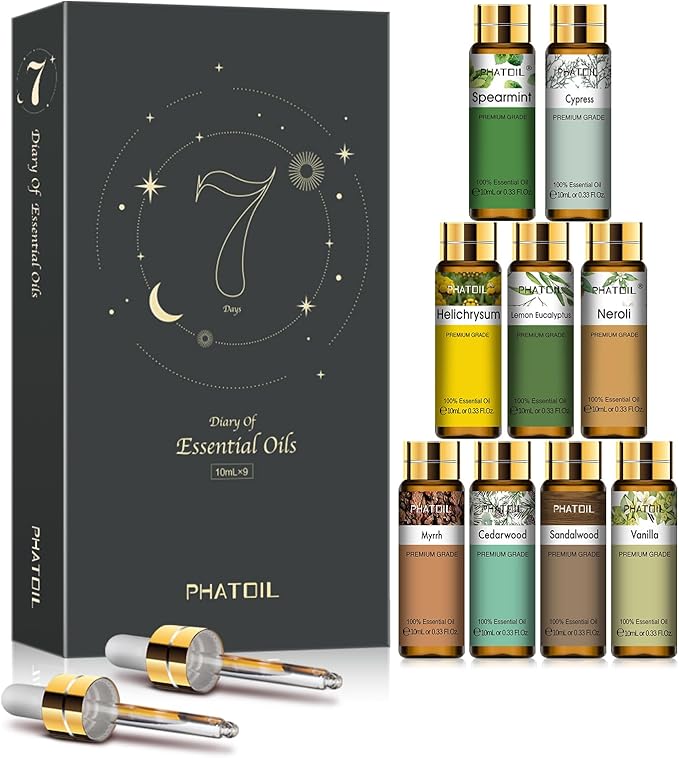 9PCS Premium Essential Oil Set - 10ML/0.33FL.OZ Fragrance Oils for Diffusers DIY Candle Soap Making, Long Lasting Scents, Ideal Gift Set for Friends and Families