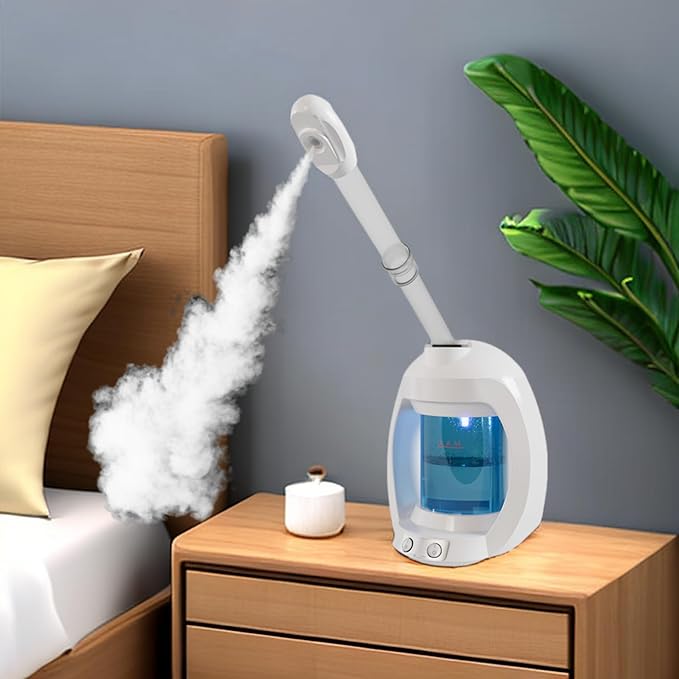 Facial Steamer, Face Steamer for Esthetician and Nano Ionic Portable Ozone Hair Steamer, Professional Facial Steamer for Home Facial Spa(White)