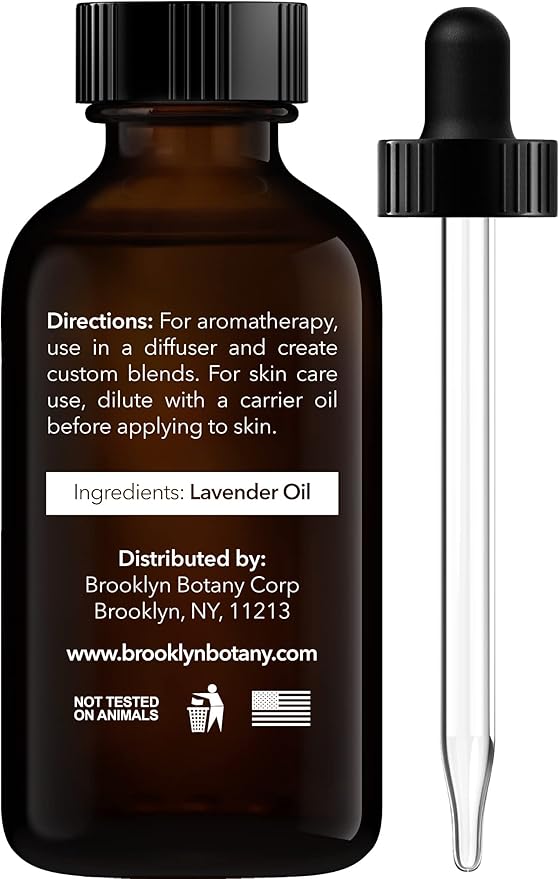 Brooklyn Botany Lavender Essential Oil – 100% Pure and Natural – Premium Grade Oil with Dropper - for Aromatherapy and Diffuser - 1 Fl Oz