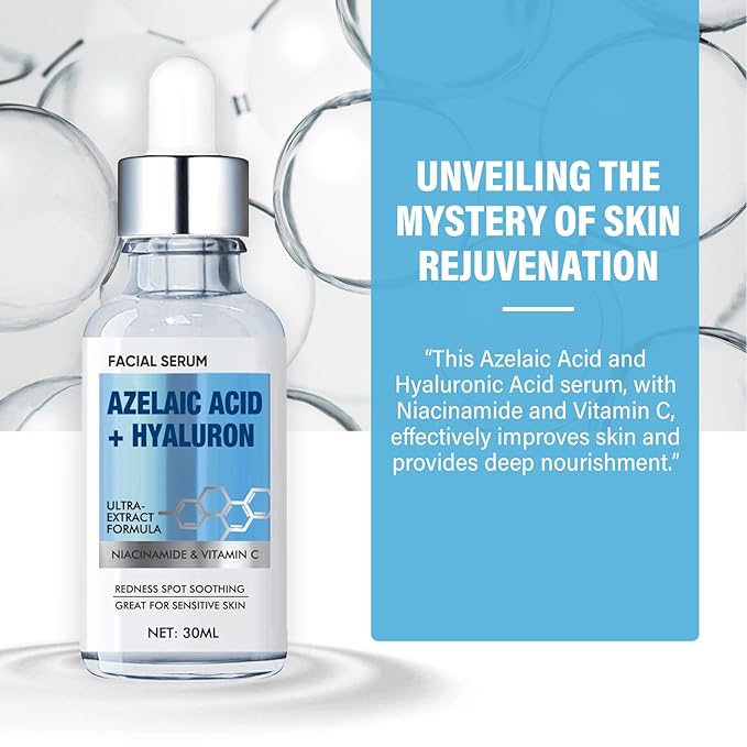 Azelaic Acid for Face, Azelaic Acid Serum for Sensitive Skin, Facial Skin Care Serum Reduces Redness, Balances Tone and Moisturizes Deeply, 30ml