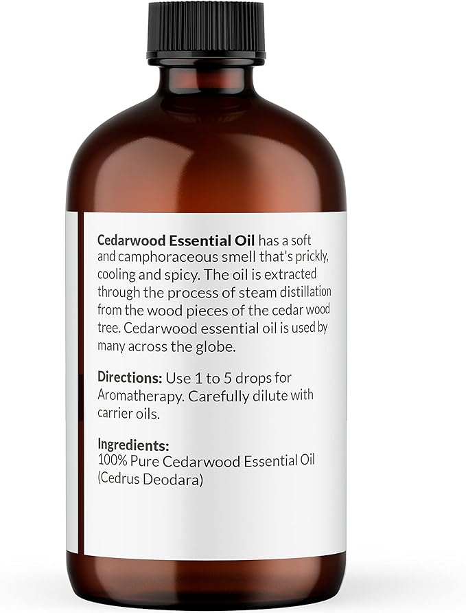 NaturoBliss 100% Pure Cedarwood Essential Oil Therapeutic Grade Premium Quality (4 fl. oz) with Glass Dropper, Perfect for Aromatherapy