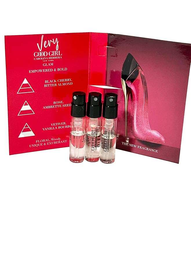 Carolina Herrera Very Good Girl GLAM PARFUM Sample Spray Perfume WOMEN 1.5 ml / 0.05 fl oz (Set of 3) Clear