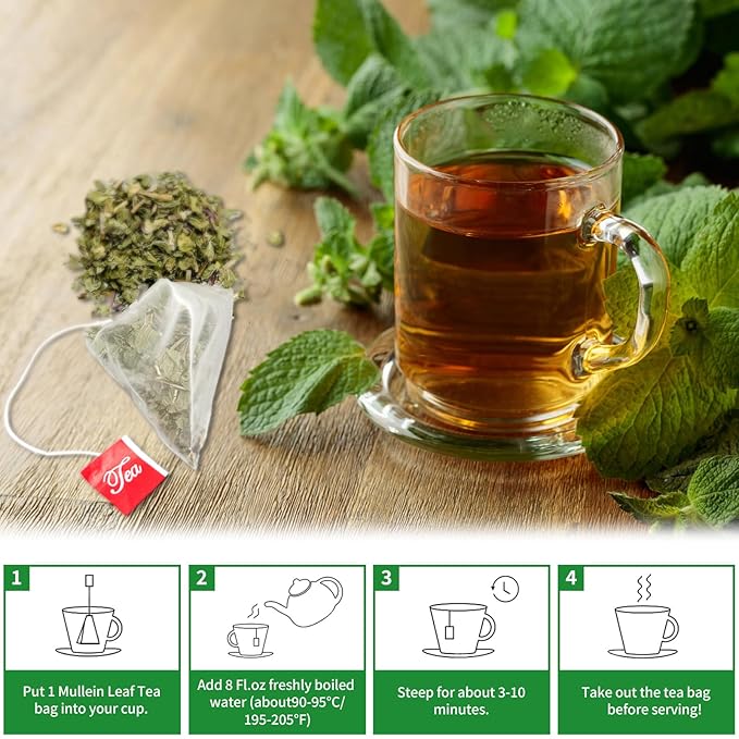 Tempoak Premium Spearmint Tea Bags - 60bags/6.4 Oz 100% Pure & Natural Spearmint Leaves Herbal Tea, Caffeine Free, No Additives, No Sugar, Non-gmo, No Gluten