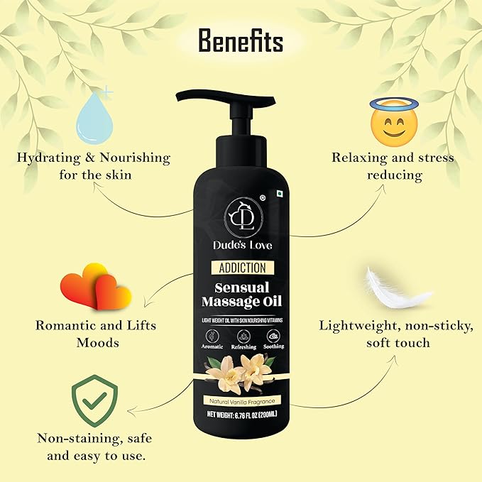 Organic - Edible Aromatic Vanilla Massage Oil | Natural Vanilla & Jasmine with Coconut Oil