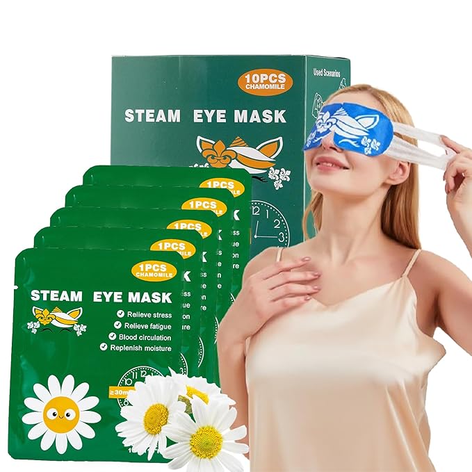 steam Eye mask for Dry Eyes,self-Heating Eye mask for Sleeping,SPA,Relief Stress and Eye Fatigue (10 pcs, Chamomile)