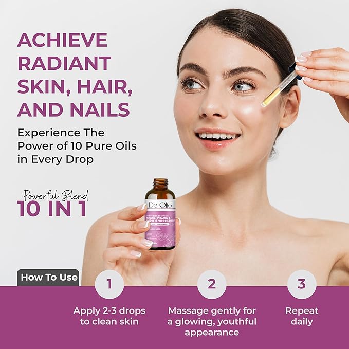 | Face Oil & Body Oil | 100% Pure & Natural | Body Moisturizer for Dry Skin | Vitamin C & 10 Pure Facial Oil Blend | Dermatologist Recommended | Bath Oil | For All Skin Types 2fl. oz. (60 mL)