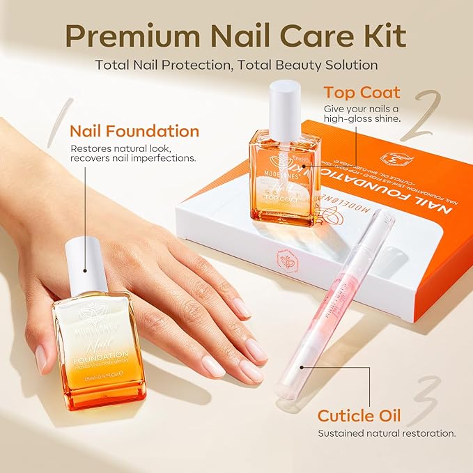 modelones Nail Strengthener Clear Gel Top Coat Nail Polish Cuticle Oil Pen Milky White Nail Repair for Damaged Nails Care Kit for Women 15 ml Ridge Filler for Growth