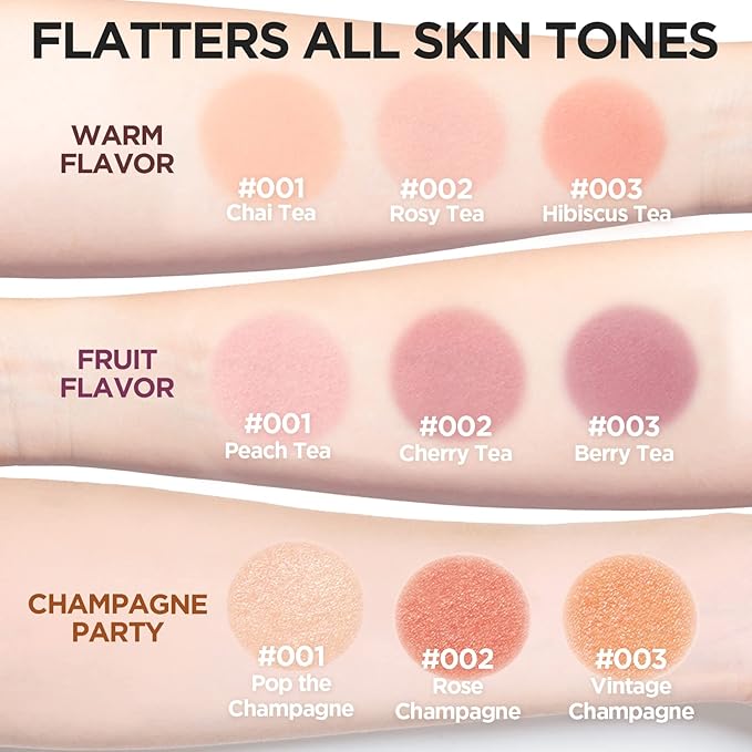 I'M MEME Blusher Palette - Afternoon Tea_Fruit FLavor | Soft Pink, Peach, Lavender, 3 Shades Palette, Matte Powder, Face & Cheeks, For All Skin Tones, Powdery Finish, Lightweight Formula, 0.4 Oz