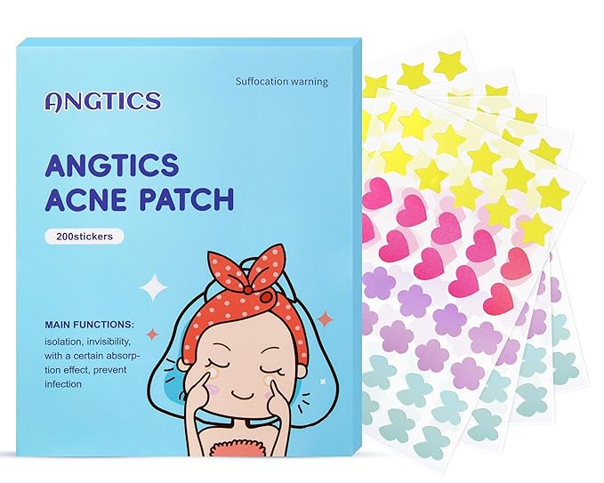 Pimple Patches for Face, 4 Shapes 200 Counts Acne Patches, Cute Star Hydrocolloid Patches Zit Patches, Blemish Patches with Salicylic Acid, Blemish Patches Tea Tree Oil