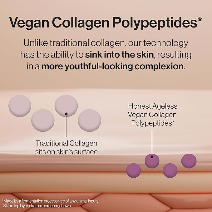 Honest Beauty Ageless Firm and Even Serum | Powered by Vegan Collagen and Elastin Polypeptides | Firmer-Looking Skin and Even Tone | Fragrance Free, EWG Verified, Vegan, Cruelty-Free | 1 fl oz