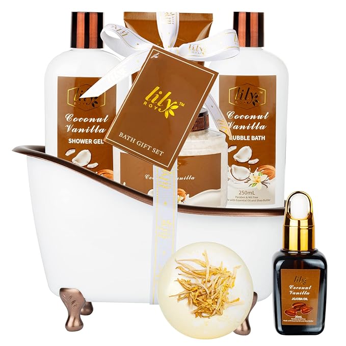 Mothers Day Gifts for Mom - 7-Piece Nourishing Bath & Body Gift Set for Women, Bath Collection with Bath Bomb | Perfect Christmas, Birthday Gifts, Luxury Self Care Kit, All Occasion Gift for Her & Him