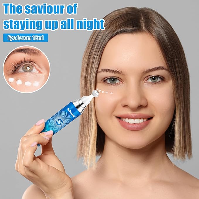 5% Caffeine Eye Serum with 360° Massage Rollerball Topper,Caffeine Cream for Dark Circles,Wrinkles,Puffiness and Fine Lines,Under Eye Roller Cream Treatment for Women and Men