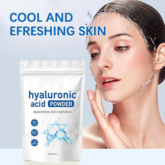 Low Molecular Weight Hyaluronic Acid Powder for Skincare – Vegan Cosmetic Grade, Water-Soluble Hydrating Ingredient for DIY Facial Serum & Skin Moisture, 100g (1pc)