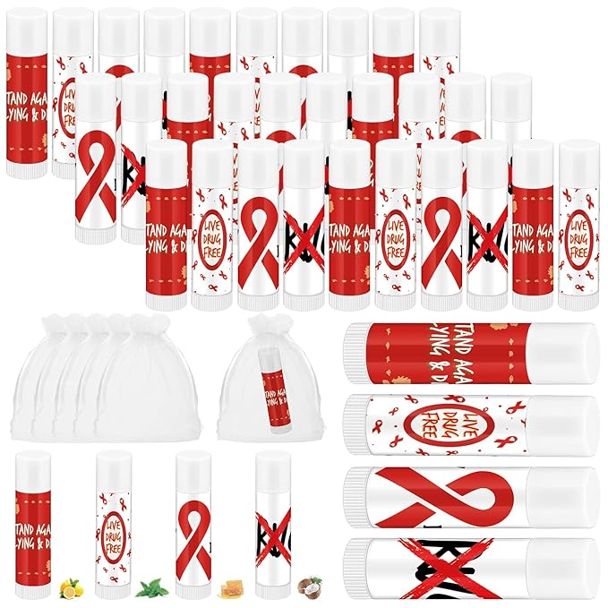 Fumete 50 Pcs Red Awareness Ribbon Fundraising