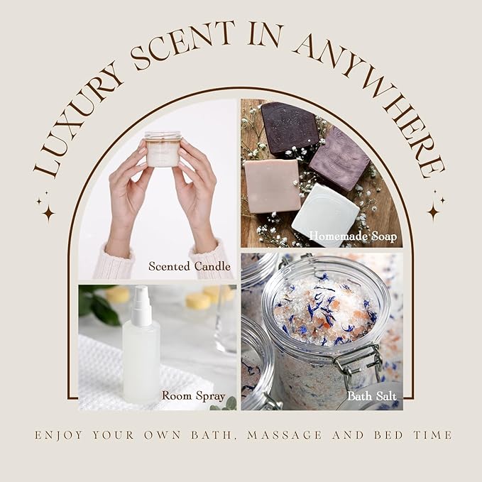 SALUBRITO Hotel Fragrance Oil Set, Luxury Essential Oil Set for Diffuser, Candle, Soap Making Scents, Luxury Night, White Tea, Lemon & Thyme, Citrus Bliss, Hotel Lobby, Jasmine & Mint, Strong Scented