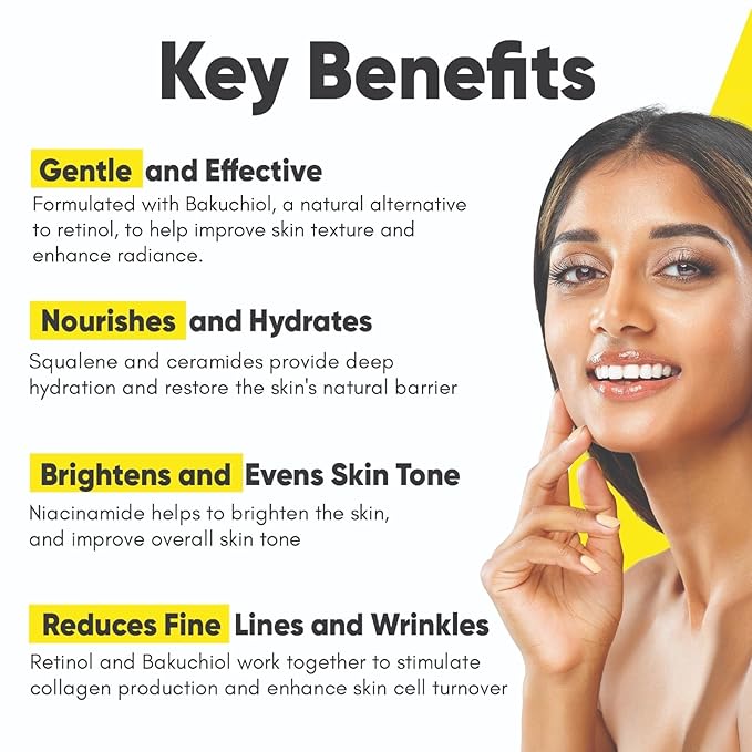 Retinol Night Cream with 0.1% Retinol, Bakuchiol & Squalene, Men & Women | 1.69 fl.oz./50 GMS