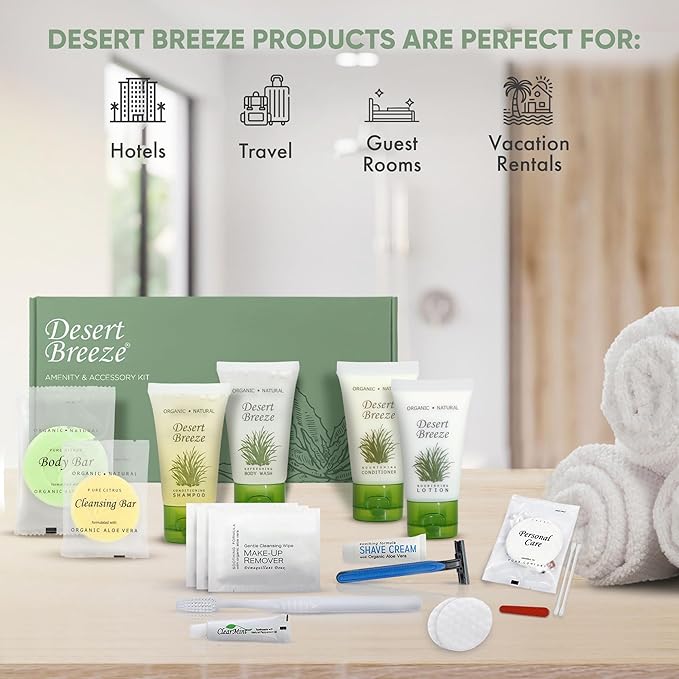 Amenity & Accessory Kit | 1 oz Shampoo, Conditioner, Lotion, Body Wash, Body Bar, Cleansing Bar, Shave & Dental Sets, Make-Up Wipes, Vanity Kit | 1 Set per Case