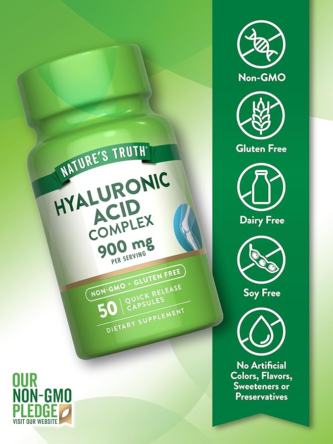 Nature's Truth Hyaluronic Acid with Collagen & MSM | 900mg | 50 Capsules | Non-GMO & Gluten Free Supplement