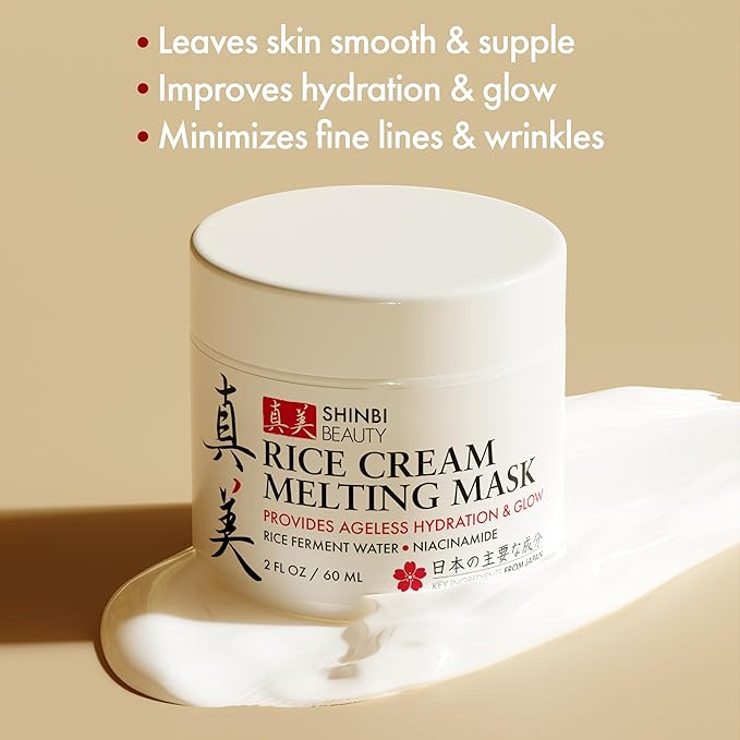 Japanese Rice Mask for Face - Organic Face Mask Skincare - Japanese Skin Care Products for Anti Aging Anti Wrinkle J Beauty Glow 1oz
