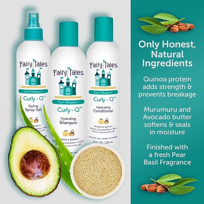 Fairy Tales Curly Q Hydrating Shampoo and Conditioner Set - Paraben, Sulfate, Gluten, Nut Free - For All Curl Types Including Multi Cultural Hair