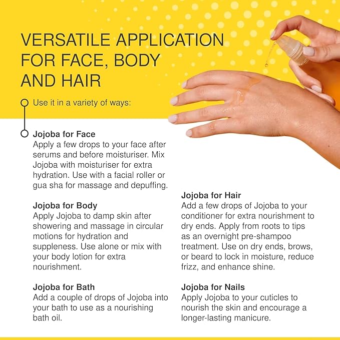 Jojoba 100% Pure Australian Oil 250ml – Cold-Pressed Natural Oil for Face, Hair & Body – Lightweight, Non-Greasy, Hypoallergenic Moisturizer – Sustainably Grown & Bottled in Australia