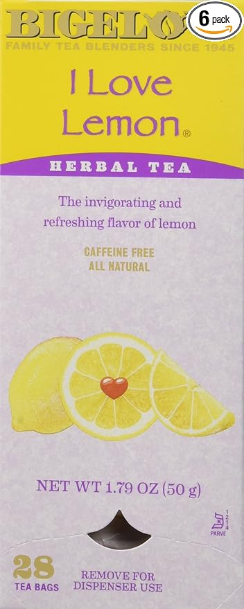 Bigelow I Love Lemon Herbal Tea, 28 Count (Pack of 6)