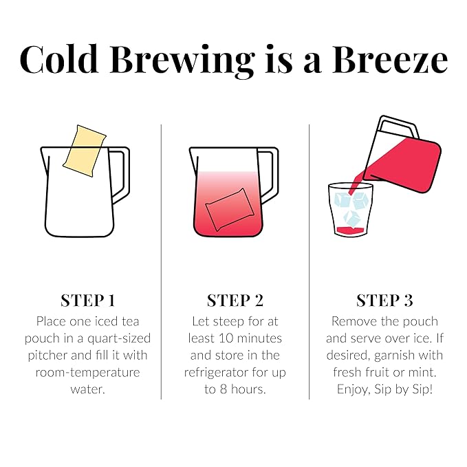 The Republic of Tea – Cold Brew Hibiscus Sangria Spice Iced Tea, Large Herbal Iced Tea Pouches, Steeps Six One-Quart Pitchers