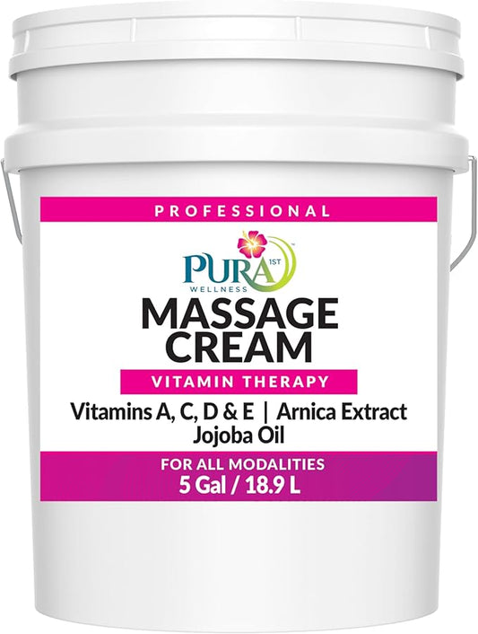 Vitamin Therapy Massage Cream, Massage Cream for Physical Therapy and Deep Tissue, Unscented, 5 Gallon