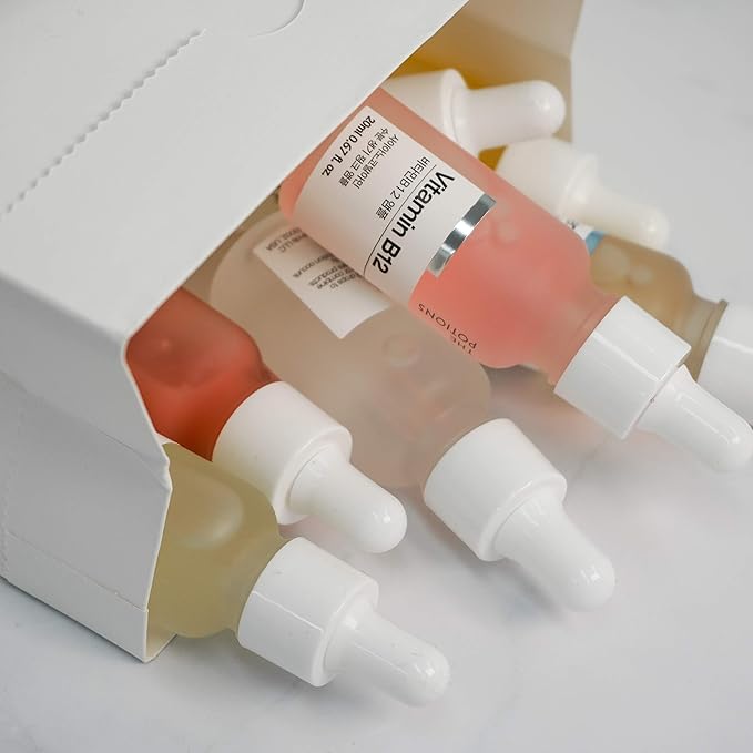 The Potions Vitamin B12 Ampoule Face Serum for Women (Custom Blend), Dry-Prone Skin Care (Minimal Formula), Pore Minimizer, Dark Spots, Uneven Skin Tone, 0.67 fl oz