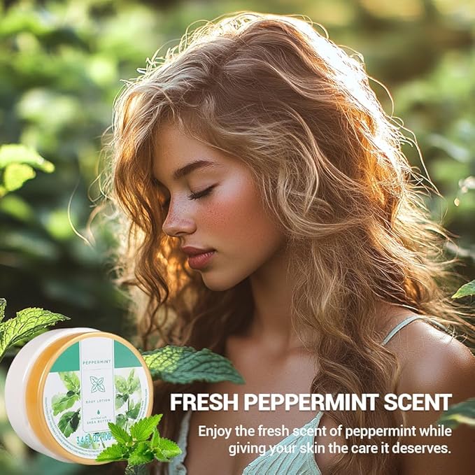 Princess Belle Peppermint Lotion, Travel Size Body Lotion for Women and Men Dry Skin, Deep Moisturizing and Hydrating with Natural Shea Butter, Smell Good, 100ml(3.4floz)