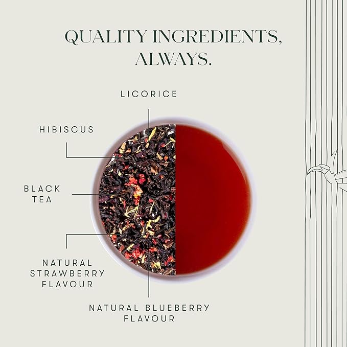 Luxmi Estates - Hibis-Kiss - Organic Hibiscus Tea - 50 Tea Bags | With Hibiscus, Strawberry, Organic Black Tea and Other Natural Extracts | Juicy, Triopical and Fresh