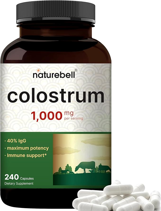 NatureBell Hyaluronic Acid Capsules with Biotin + Vitamin C & Colostrum 1,000mg Per Serving, 240 Capsules Bundle Pack | Complete Beauty Care Complex | Mother’s First Milk from Grass Fed Bovine