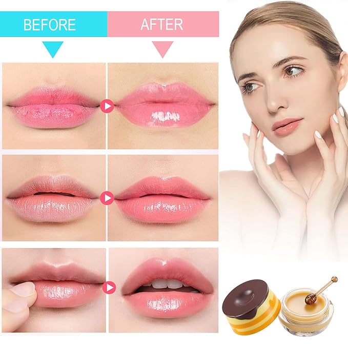 Honey Lip Balm Pot, Honey Lip Mask Propolis Lip Mask Balm Moisturizing Hydrating Prevention Dry and Cracked Lip Scrubs Exfoliator (1 Pack Honey)